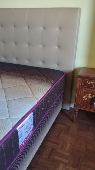 Cama de casal + cabeceira estofada + colchão clímax ortopédico