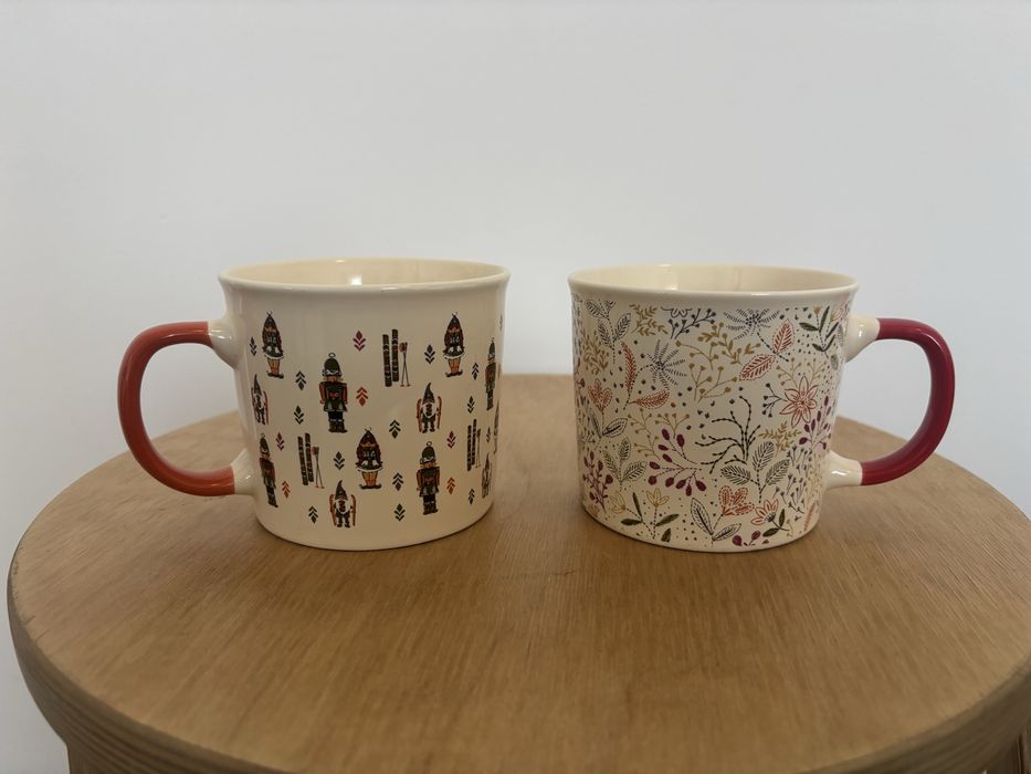 Komplet 2 ozdobnych kubków ceramicznych