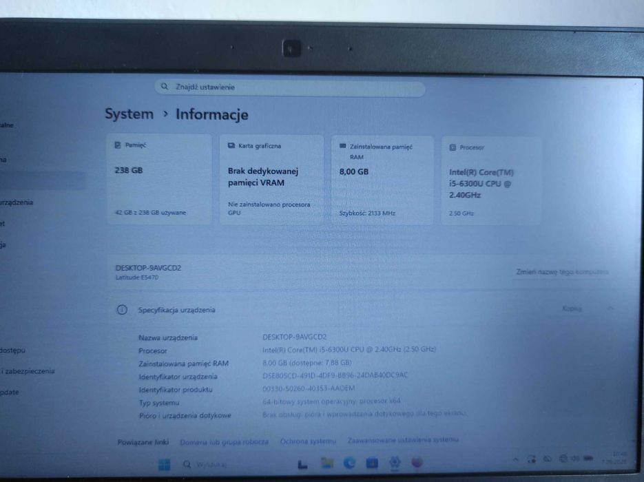 Laptop Dell Latitude e5470 i5-6200, SDD 256 GB, 8GB RAM