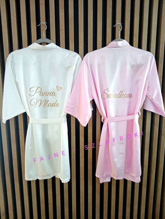 Komplet szlafroków ślubnych dla Panny Młodej i Świadkowej pudrowy róż