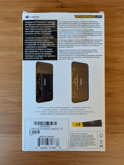 [GARANTIA] 2x16GB DDR4 Corsair Vengeange 3600MHz CL18