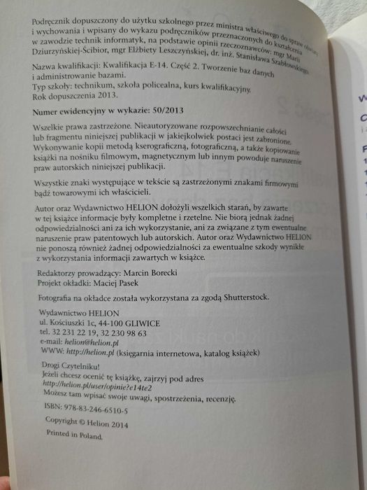 Tworzenie baz danych i administrowanie bazami. Część 2.
