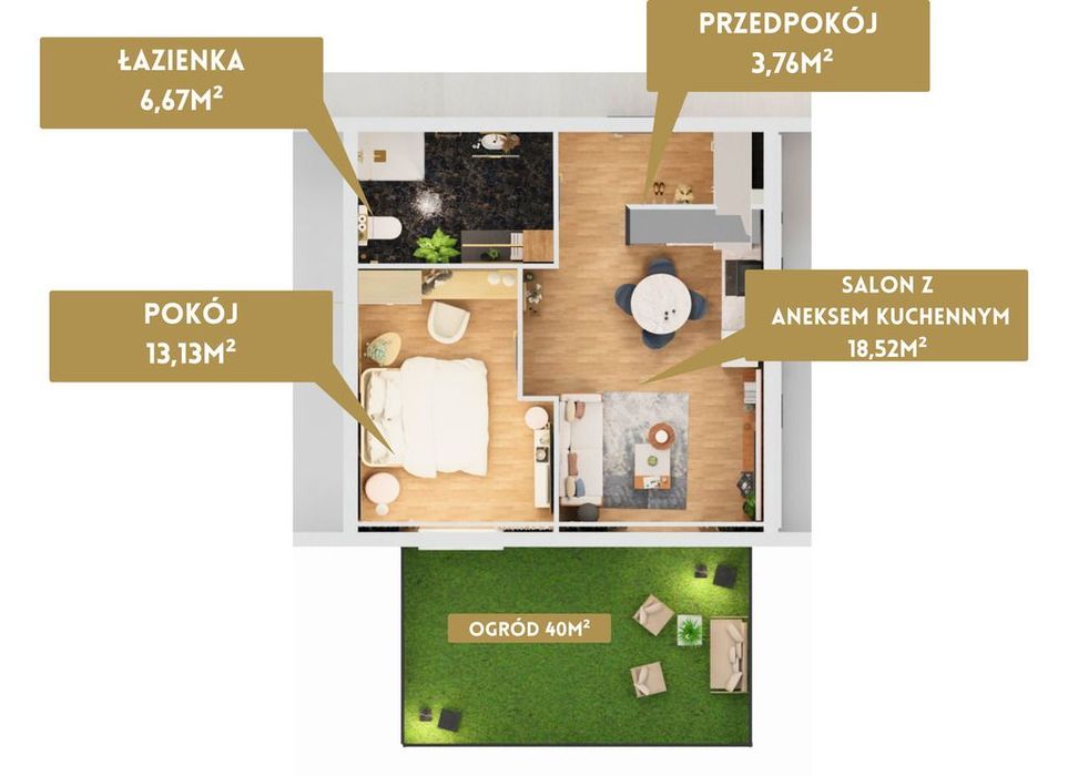Wolne !! 2 pokoje z Ogródkiem ! Osiedle SmartCity