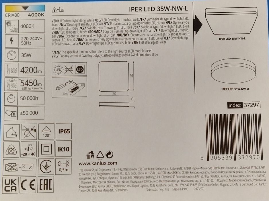 Plafon natynkowy LED.