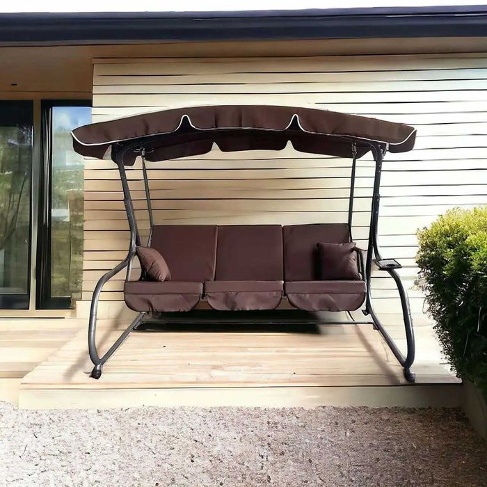 Садова гойдалка розкладна 3-х місна до 270кг Качеля з нахилом дашка