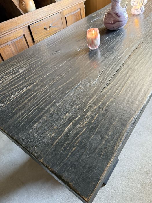 Stół klasztorny 220 stare drewniany vintage RUSTIC czarny dąb dębowy