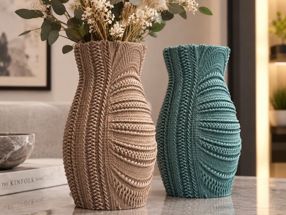 Vaso decorativo com textura entrançada