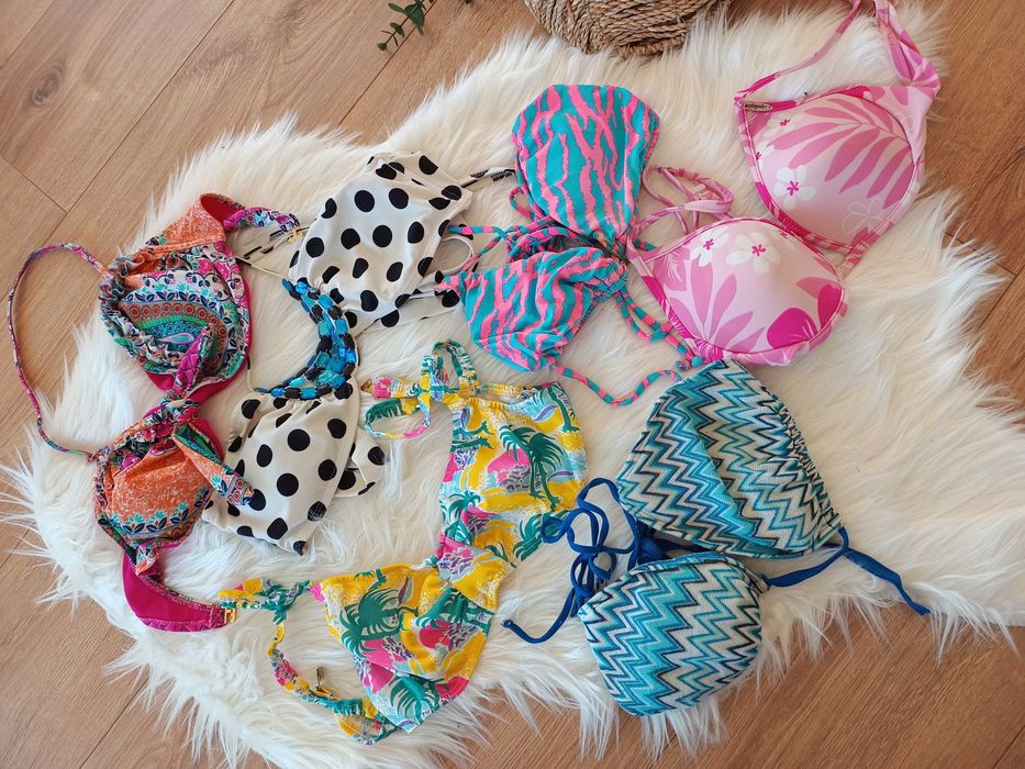 duży zestaw biustonoszy do kąpieli stroje kąpielowe 38 40 42XL M paka