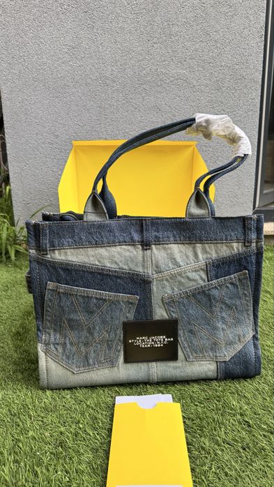 Carteira Marc Jacobs The Tote Bag Large em Denim Patchwork