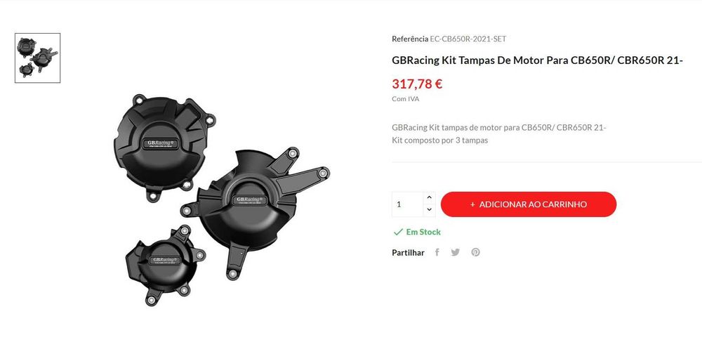 kit tampas para motor HONDA CBR650R / CB 650R GBRacing novas a estrear