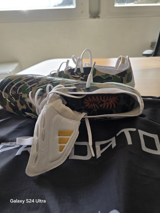Adidas x BAPE football predator elite boot hemp, gold & white