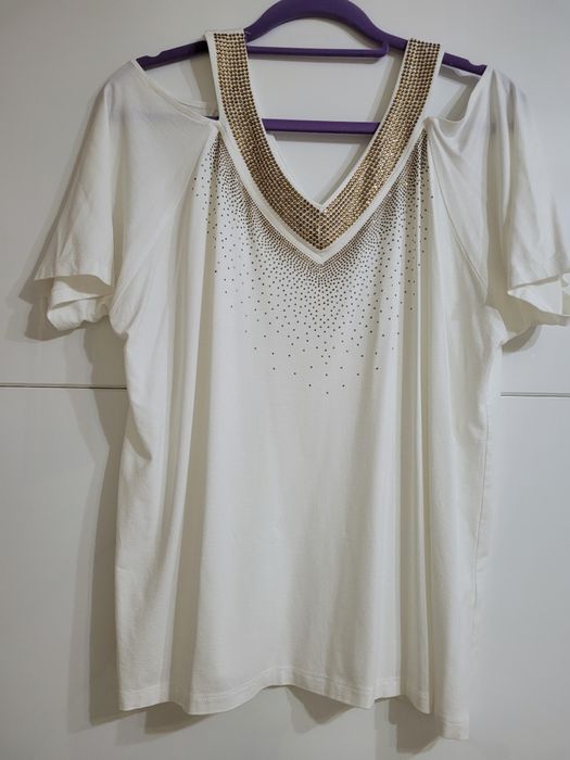 Bluzeczka biała z cyrkoniami