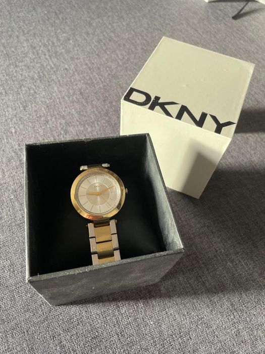 Zegarek damski oryginalny DKNY srebrno złoty
