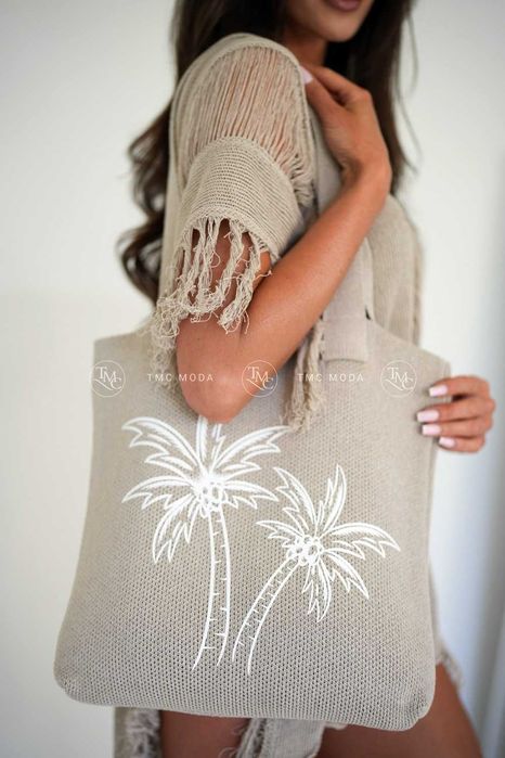 Torba plażowa boho PALMS beżowa