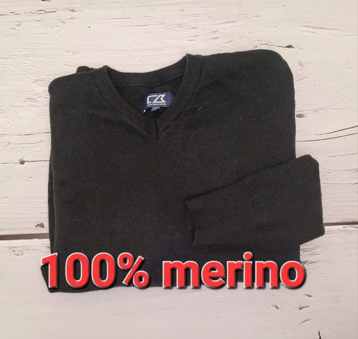 Klasyczny sweter w serek M merino 100%
