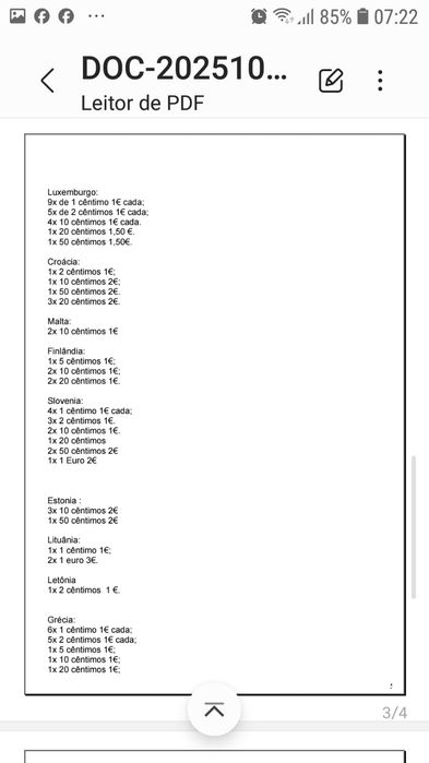 Moedas circuladas vários países 1 centimo a 2 euros