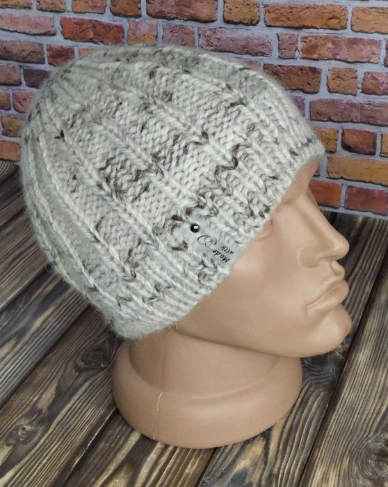 Шапка мужская шерсть 100% (твид, Германия) р. 60-62, ручная работа!