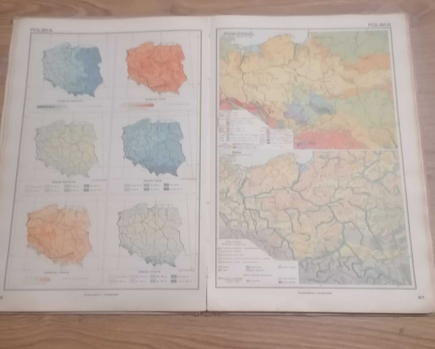 Zabytkowa stara mapa geograficzna 1962