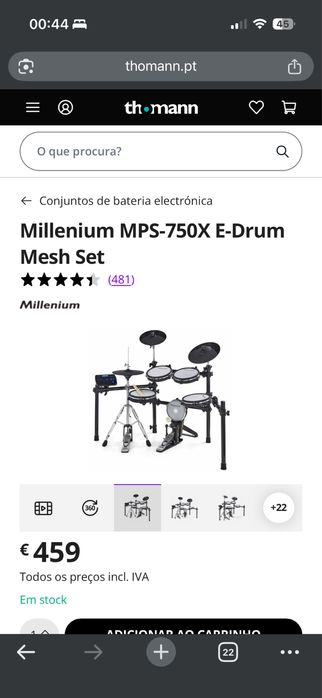 Bateria Eletronica Millenium Semi-Nova + acessorios