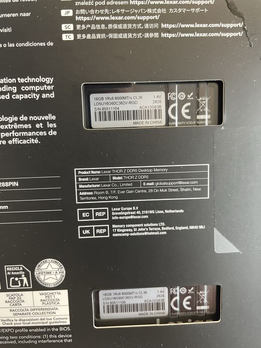 Pamięci Ram DDR5 Lexar Thor Z DDR5 2x16Gb nowe