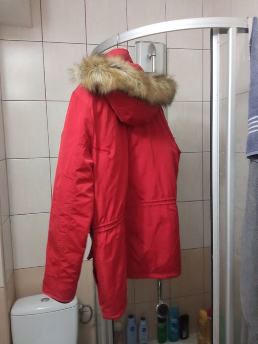 kurtka zimowa XL Tom Tailor z kapturem czerwona  bluza jacket zasuwana