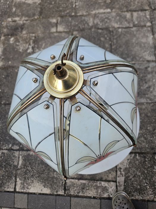 Lampa l 2203 stołowa witrazowa vintage