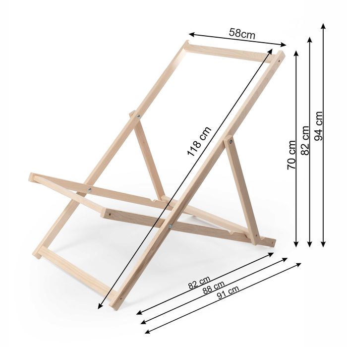 Klasyczny drewniany leżak ogrodowy CZERWONY