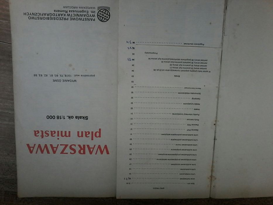 Stara mapa Warszawy z 1987 roku