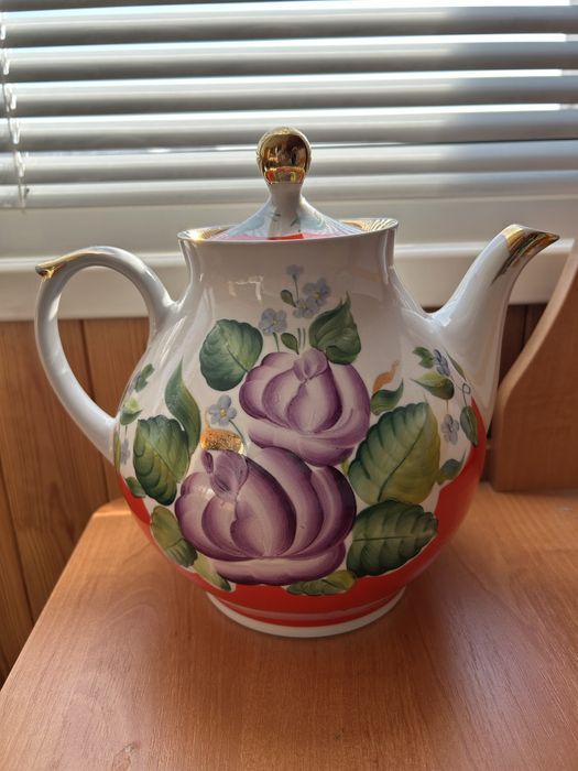 Великий доливний чайник,СФЗ,ручний розпис.
