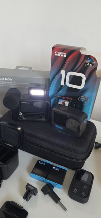 Kamera GoPro Hero 10 Black media mod lightmod led 3 baterie hub do ład