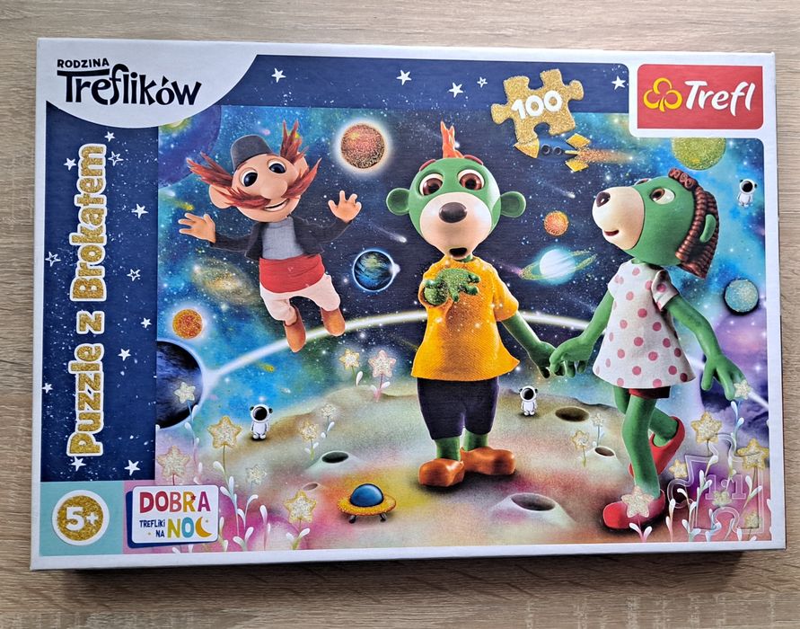 Puzzle z brokatem, Rodzina Treflików, Trefliki na dobranoc,Trefl 100el