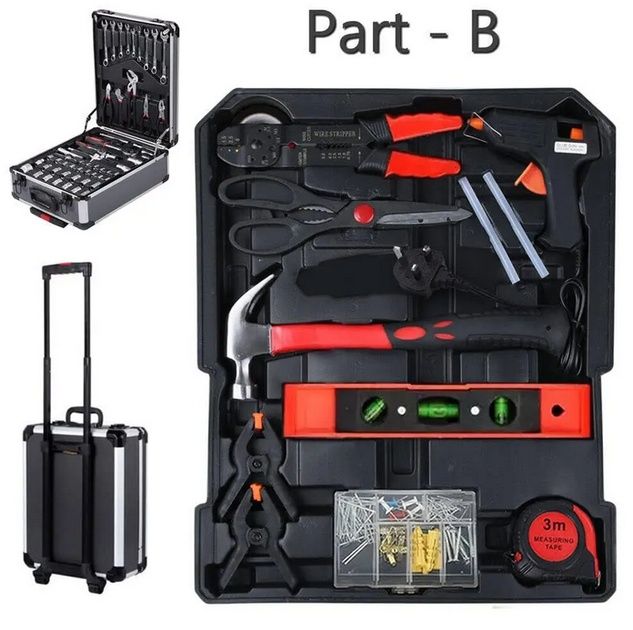 Набір інструментів 408 предм у валізі  чотирирівневий кейс з тріскачко