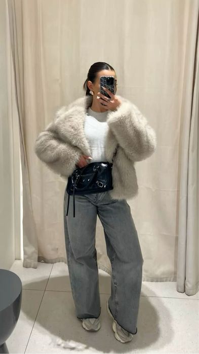 Шуба Zara, шуба Зара, Шуба жіноча світла, шуба еко-хутро