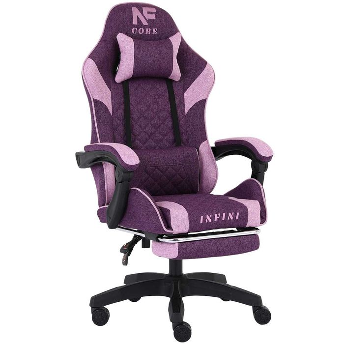 Fotel Gamingowy z podnóżkiem INFINI Core Purple