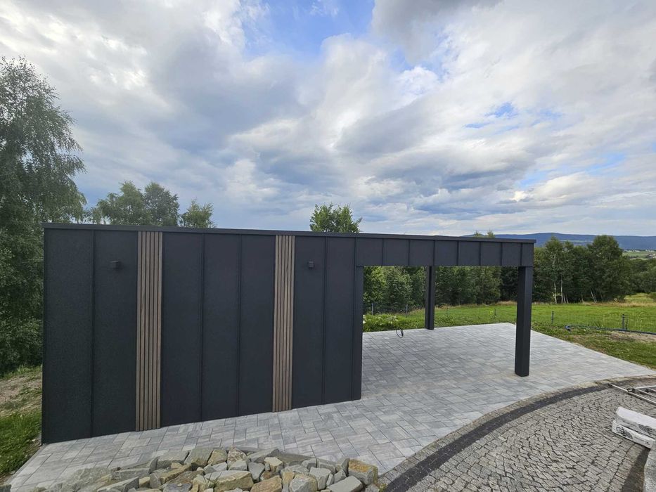 Sauna ogrodowa strefa relaksu spa mobilne jacuzzi pergola zadaszenie