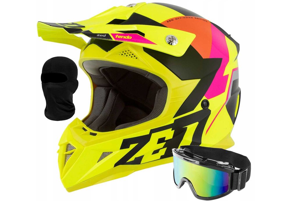 Kask motocyklowy cross enduro ZED X1.9 ECE 22.06 + gogle + kominiarka XS-XL