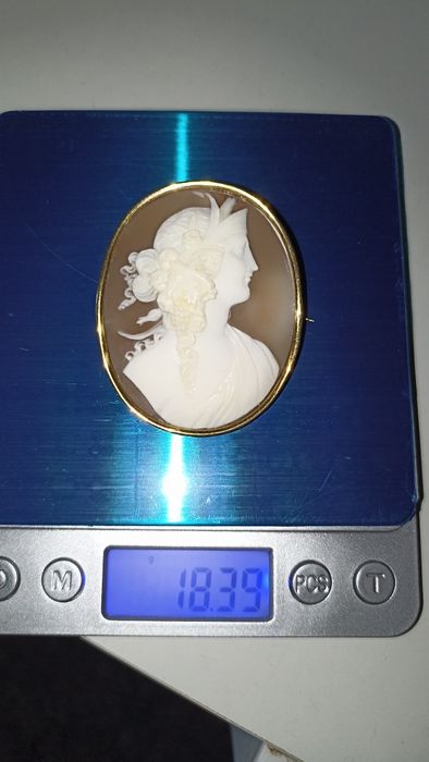 Винтажная Золотая старинная брошь Камея