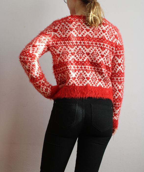 Biało-czerwony sweter Pull&Bear S/36/8
