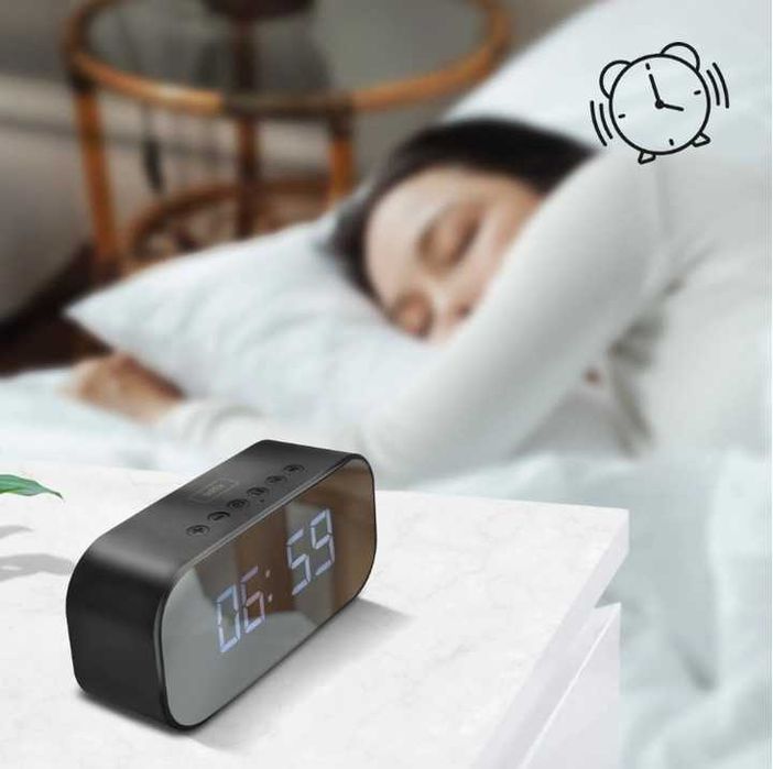 Budzik z radiem Bluetooth 3W lustrzany cyfrowy