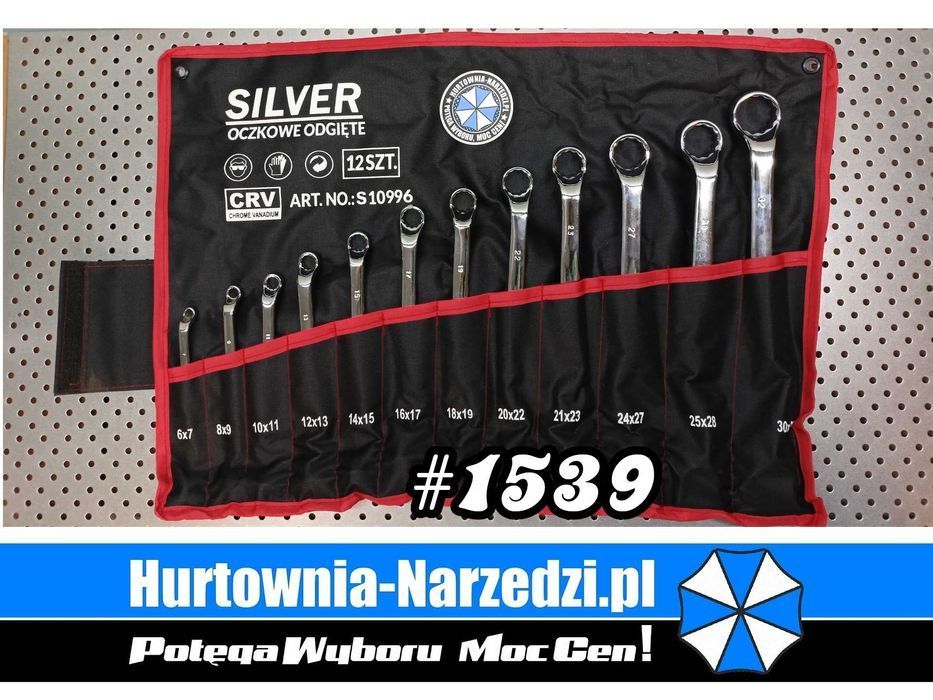 Klucze oczkowe odgięte 6-32mm 12-el. zestaw kluczy