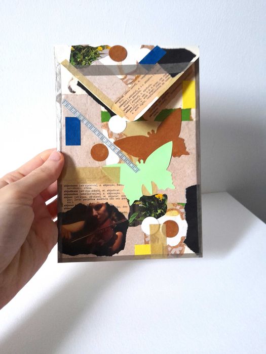Arte de Colagem em Formato de Envelope, Assemblagem para Decoração Sustentável