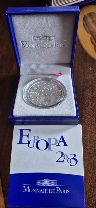 Moeda de prata FRANÇA 1 1/2 Euro EUROPA - primeiro aniversário do Euro