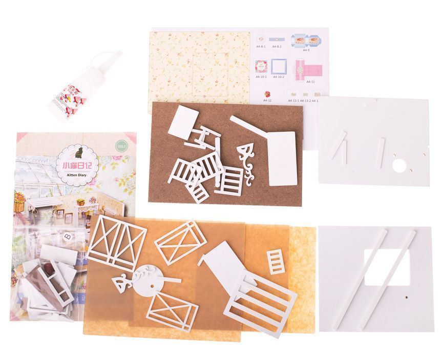 DIY Miniaturowy Domek dla Lalek Drewniany Model 3D do Złożenia Dom LED