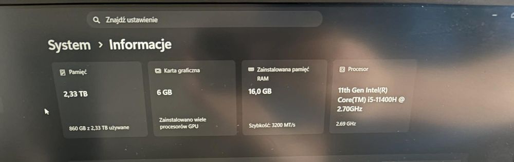 Laptop  Gigabyte G5 KD 15,6" 144Hz i5-11400H / 16GB / RTX 306