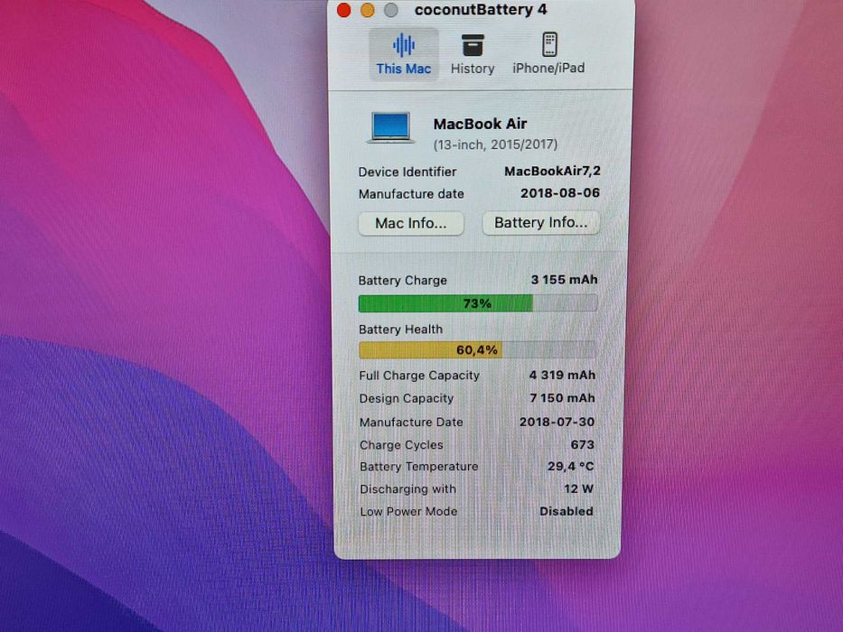 Macbook Air 13 2017/ i5 1.80 GHz/ 8GB/ 128GB/ Bateria serwis