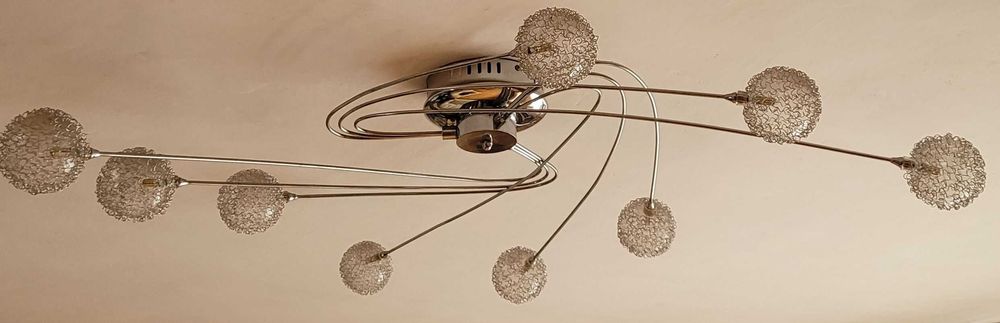 Lampa sufitowa, żyrandol, chromowana -stan idealny