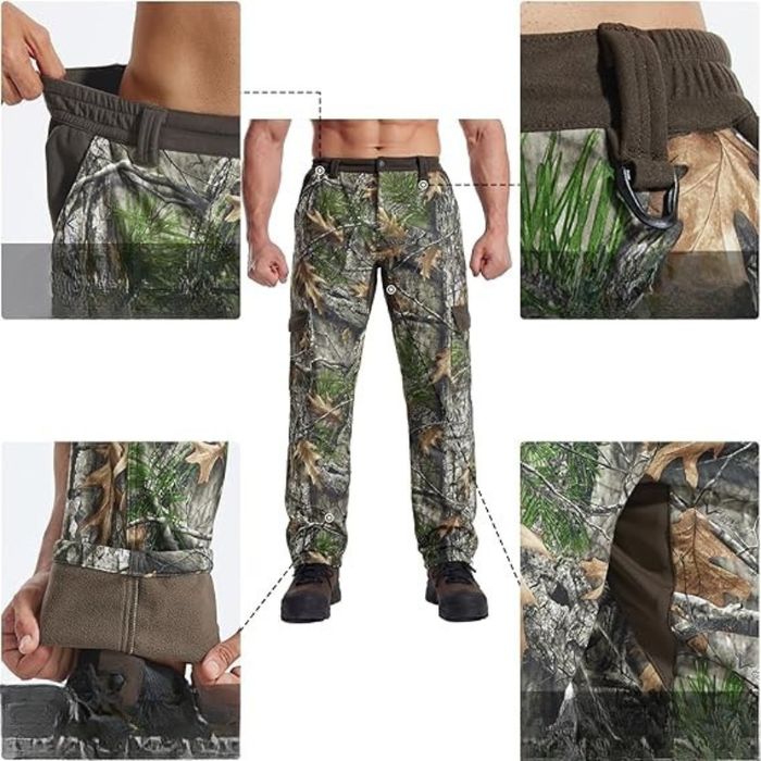 Spodnie taktyczne męskie softshell ocieplane polar 6 kieszeni 3XL