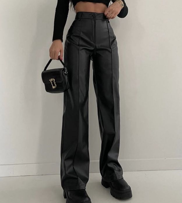 Шкіряні штани вільного крою