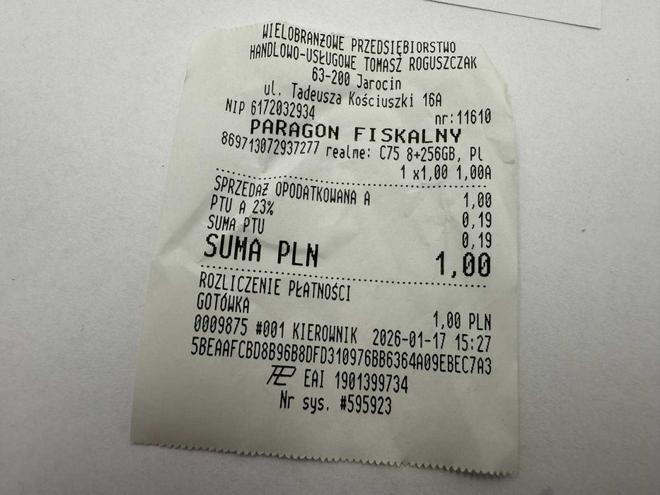 Telefon REALME C75 256GB Komplet Gwarancja 
od Loombard Jarocin