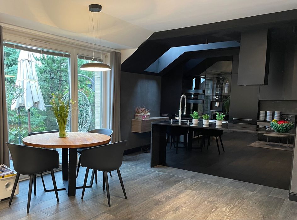 Stół okrągły 125cm drewniany metalowy stelaż